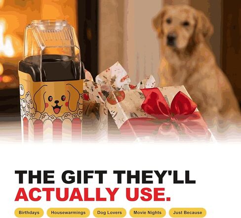Fun Popcorn Machine Air Popper – Hot Popcorn Maker Air Popper Electric with Butter Melting Tray – Mini Electric Maker - Dog Mom Gifts for Women, Home, Kids Movie Night - Oil Free Snacks in Kuwait