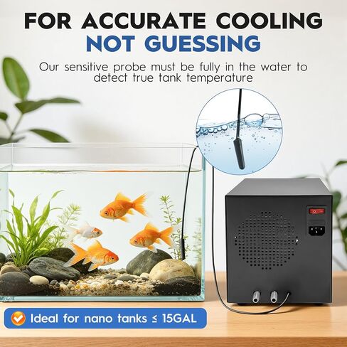 Small Aquarium Chiller 15gal/60L, Quiet Water Chiller for Household Fish Tanks Coral Reef Axolotl Hydroponics, Fish Tank Chiller 110V with Water Pump in Kuwait
