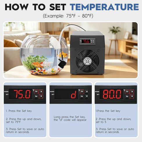 Small Aquarium Chiller 15gal/60L, Quiet Water Chiller for Household Fish Tanks Coral Reef Axolotl Hydroponics, Fish Tank Chiller 110V with Water Pump in Kuwait