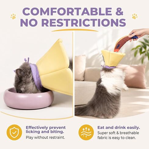 Cat Cone Collar Soft - Adjustable Recovery Collar for Cats & Small Dogs,Cute Waterproof E-Colar to Stop Licking & Scratching After Surgery Elizabethan Neck Cone(Green,L) in Kuwait