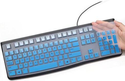 Silicone Keyboard Cover for Logitech K120 & MK120 Ergonomic Desktop USB Wired Keyboard, Logitech K120 & MK120 Keyboard Protective Skin US Layout (NOT Fit Other Model) -Black in Kuwait
