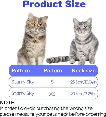 Soft Cat Cone Collar for Cats - Adjustable Recovery Cone After Surgery, Comfortable Elizabethan Collar to Stop Licking for Kittens & Puppies, Polyester, Blue with Space Print (M,10.63 in) in Kuwait