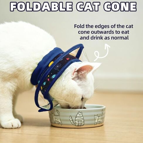PUPTECK Cat Cone Collar Soft for Neck, Pet Recovery Collar to Stop Licking After Surgery, Adjustable Elizabethan Pet Collar for Small Medium Cats Kittens, NavyBlue M in Kuwait