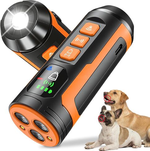 أجهزة منع نباح الكلاب، 3X-Fast Anti Barking، نطاق 50 قدمًا، شاشة LCD، مصباح يدوي LED، شحن من النوع C، أداة تدريب محمولة لتصحيح السلوكيات السيئة in Kuwait