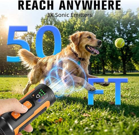 أجهزة منع نباح الكلاب، 3X-Fast Anti Barking، نطاق 50 قدمًا، شاشة LCD، مصباح يدوي LED، شحن من النوع C، أداة تدريب محمولة لتصحيح السلوكيات السيئة in Kuwait