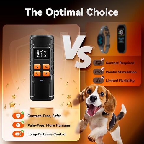 Dog Bark Deterrent Devices【Upgraded Smart Display】,3X Ultrasonic Pet Gentle Anti Barking Device for Dogs,Stop Neighbors Dogs from Barking,Indoor Outdoor Bark Control for Dog Training in Kuwait