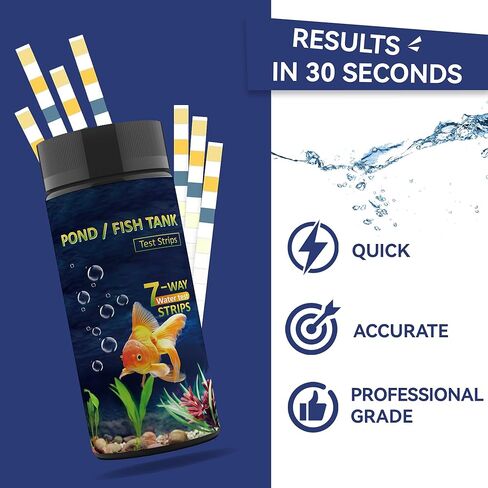 Aquarium Test Kits(100 Strips)-7 in 1 Fish Tank Water Freshwater&Saltwater Quality Test with pH, Carbonate, Alkalinity, Hardness, Chlorine, Nitrite, Nitrate in Kuwait