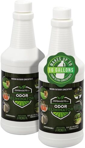 ZERO WASTE USA Odor Eliminator Ultra Concentrate - Commercial Strength Multi-Purpose Enzyme Cleaner - Eliminates odors from Any Organic Matter - Made in USA - Makes up to 8 Gallons (32 Fl Oz) in Kuwait