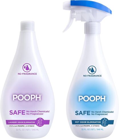 POOPH Pet Odor Eliminator Laundry Additive - 2-32oz Bottles - Eliminates Odors at the Molecular Level, Dogs, Cats, Freshener, Eliminator, Urine, Poop, Pee, Deodorizer, Puppy, Fresh, Clean in Kuwait