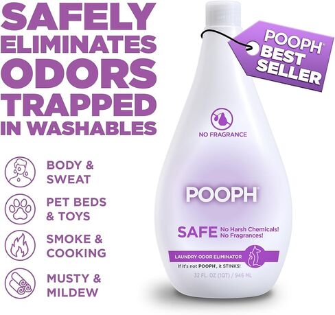 POOPH Pet Odor Eliminator Laundry Additive - 2-32oz Bottles - Eliminates Odors at the Molecular Level, Dogs, Cats, Freshener, Eliminator, Urine, Poop, Pee, Deodorizer, Puppy, Fresh, Clean in Kuwait
