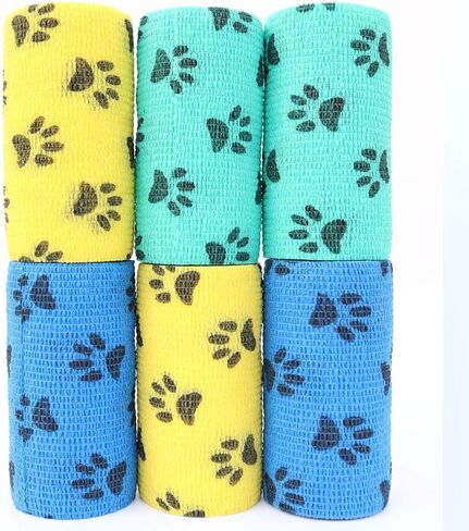 Self Adhesive Vet Wrap for Pets - Cohesive Bandage for Dog Cat Horse Wound Care, No Stick to Fur First Aid Bandage Stop Bleeding Prevent Licking, Flexible Paw Leg Tail Protector in Kuwait