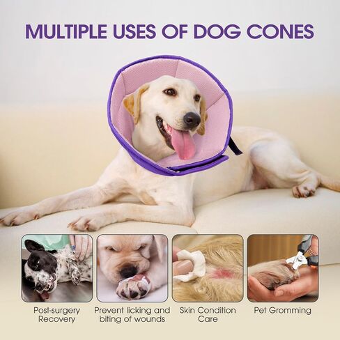 Dog Cone Collar After Surgery, Soft Cone for Small Dogs to Stop Licking, Adjustable Elizabethan Collar for Dogs, Lightweight Breathable Dog Recovery Cones for Wound Healing & Hot Spots in Saudi Arabia