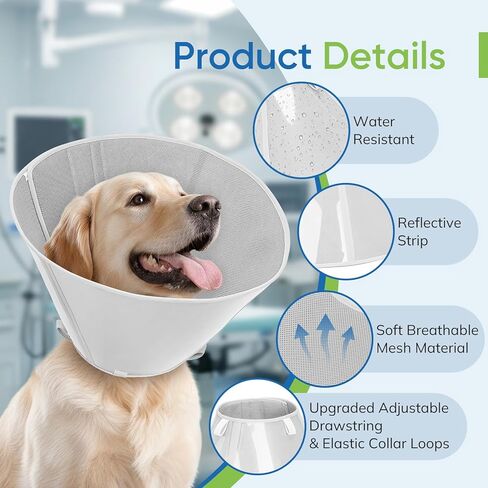 Soft Dog Cone Collar to Stop Licking After Surgery, Mesh Breathable Pet Recovery Collar for Large Medium Dogs, Elizabethan Cone Alternative(L) in Kuwait