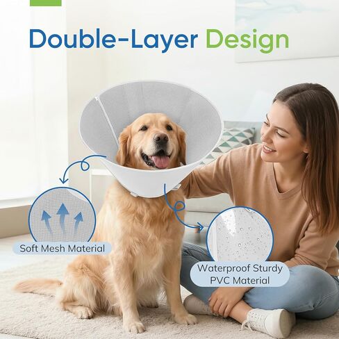 Soft Dog Cone Collar to Stop Licking After Surgery, Mesh Breathable Pet Recovery Collar for Large Medium Dogs, Elizabethan Cone Alternative(L) in Kuwait