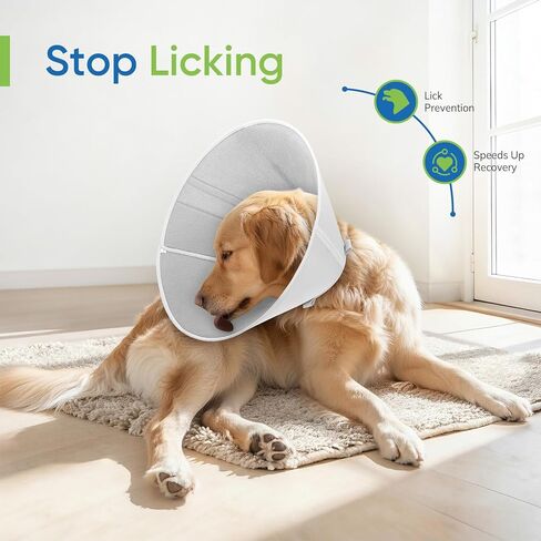 Soft Dog Cone Collar to Stop Licking After Surgery, Mesh Breathable Pet Recovery Collar for Large Medium Dogs, Elizabethan Cone Alternative(L) in Kuwait