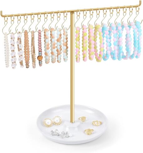 OAOLEER Bracelet Holder Display, Gold Jewelry Holder with 20 Movable Hooks Bracelet Stand Organizer, Jewelry Display Stand for Necklaces Bangles in Saudi Arabia