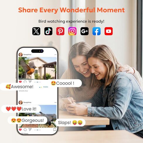 وحدة تغذية الطيور على شكل نافذة من owltron مع كاميرا، وحدة تغذية لأصدقاء النوافذ بدقة 2K 3 ميجابكسل مع تقنية الذكاء الاصطناعي لتحديد أكثر من 10000 طائر 2.4/5 جيجا هرتز واي فاي 24/7 تسجيل عرض مباشر 147 درجة زاوية فائقة للآباء المسنين والأطفال ومحبي الطيور in Kuwait