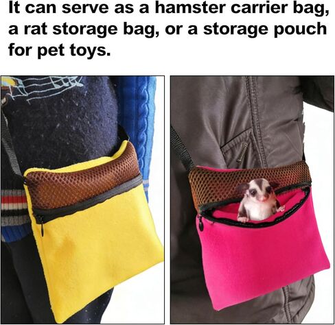 2-Pack Sugar Glider Pouch & Hamster Leash, Adjustable Rat/Bearded Dragon Carrier Bonding Bag—Portable Dwarf Hamster Travel Cage Accessories（Pink & Yellow） in Kuwait