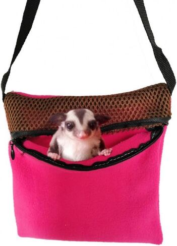 2-Pack Sugar Glider Pouch & Hamster Leash, Adjustable Rat/Bearded Dragon Carrier Bonding Bag—Portable Dwarf Hamster Travel Cage Accessories（Pink & Yellow） in Kuwait