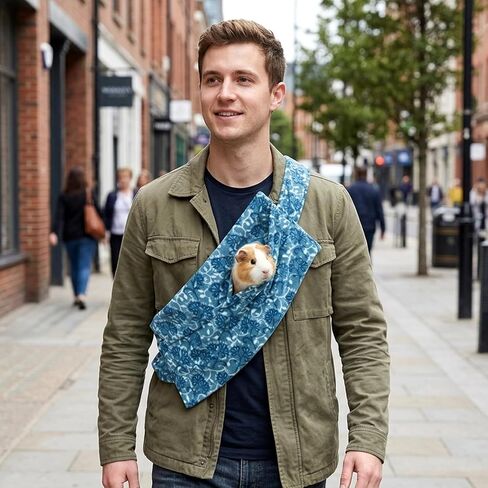 Single Guinea Pig Carrier, Guinea Pig Backpack for Small Pets, Portable Pet Sling with Breathable Mesh Design for Travel, Vet Visits and Outdoor Adventures, Blue in Kuwait
