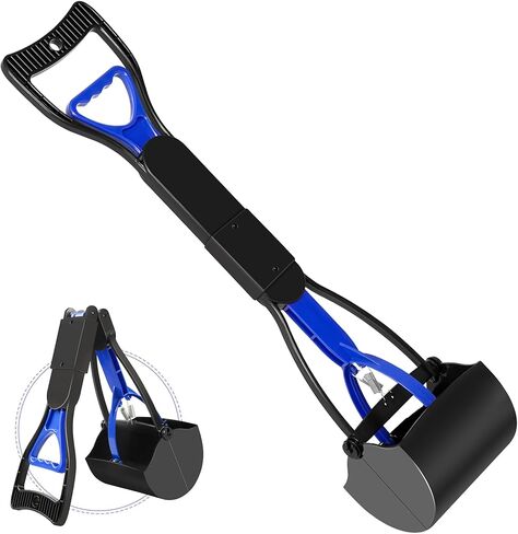 Pooper Scooper for Large Small Dogs, Folding Dog Poop Scooper, Sturdy Spring and Premium Materials，Easy to Use for Grass, Dirt, Gravel Pick Up Shovel (Blue) in Kuwait