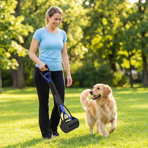 Pooper Scooper for Large Small Dogs, Folding Dog Poop Scooper, Sturdy Spring and Premium Materials，Easy to Use for Grass, Dirt, Gravel Pick Up Shovel (Blue) in Kuwait