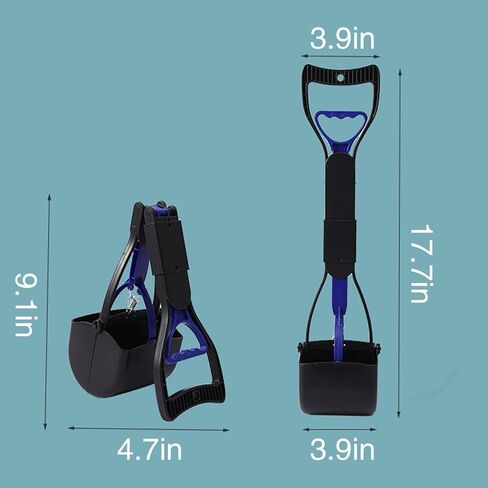 Pooper Scooper for Large Small Dogs, Folding Dog Poop Scooper, Sturdy Spring and Premium Materials，Easy to Use for Grass, Dirt, Gravel Pick Up Shovel (Blue) in Kuwait