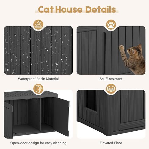 Cat Litter Box Enclosure, Covered Cat Litter Box with Adjustable Partition, Multi-Functional Hidden Enclosed Litter Box Furniture, Easy to Clean & Assemble, Black in Kuwait