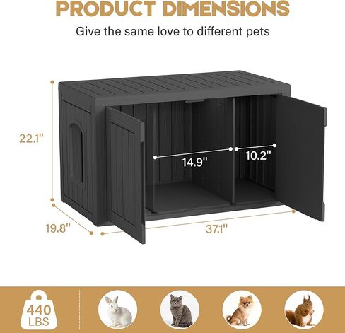 Cat Litter Box Enclosure, Covered Cat Litter Box with Adjustable Partition, Multi-Functional Hidden Enclosed Litter Box Furniture, Easy to Clean & Assemble, Black in Kuwait