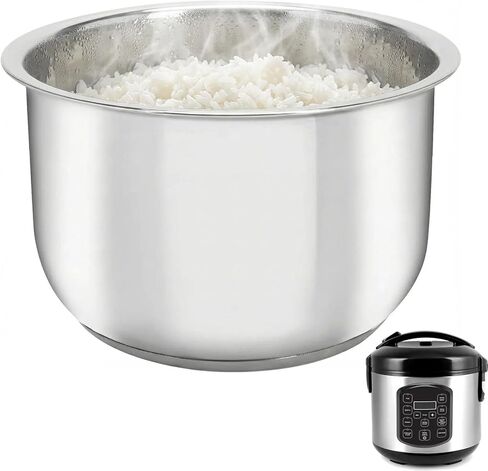 Rice Cooker Replacement Pot, Compatible with AROMA-ARC-954SBD and ARC-914SBD 4-Cup, 304 Stainless Steel for Everyday Home Cooking, Durable Easy-Clean Design in Kuwait