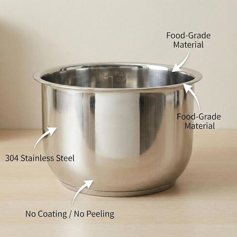 Rice Cooker Replacement Pot, Compatible with AROMA-ARC-954SBD and ARC-914SBD 4-Cup, 304 Stainless Steel for Everyday Home Cooking, Durable Easy-Clean Design in Kuwait