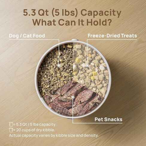 smartoo Vacuum Cat Dog Food Storage Container 5 lb/5.3 Qt, Airtight Dry Dog & Cat Food Bin with One-Button Vacuum Sealing, Magnetic Scoop Incl., BPA-Free, Durable Storage with Rechargeable Battery in Kuwait