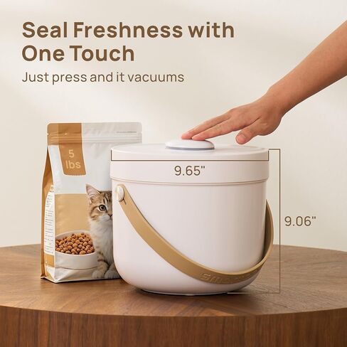 smartoo Vacuum Cat Dog Food Storage Container 5 lb/5.3 Qt, Airtight Dry Dog & Cat Food Bin with One-Button Vacuum Sealing, Magnetic Scoop Incl., BPA-Free, Durable Storage with Rechargeable Battery in Kuwait
