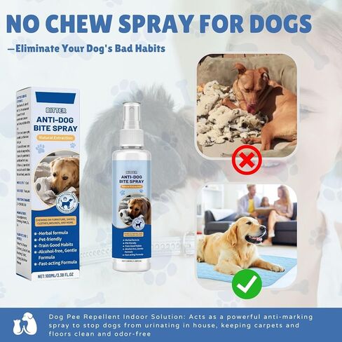 No Chew Spray for Dogs,Bitter Apple Spray for Dogs to Stop Chewing,Can Effectively Protect The Safety of Furniture,Plant,Shoes, Etc,Safe for People and Pets,Alcohol-Free, Indoor/Outdoor Use,3.38oz in Kuwait