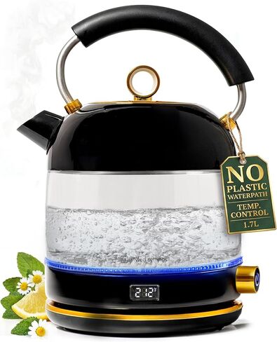 Stainless Steel Electric Kettle with Temperature Control - BPA and Plastic Free Electric Kettle with Keep Warm Function, Borosilicate Glass - Fast 1500W Hot Water Boiler, Auto Shut-Off in Kuwait