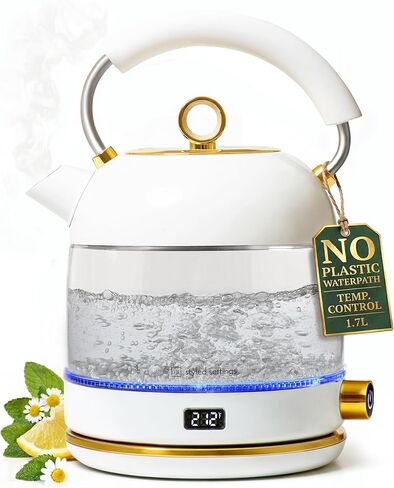 Stainless Steel Electric Kettle with Temperature Control - BPA and Plastic Free Electric Kettle with Keep Warm Function, Borosilicate Glass - Fast 1500W Hot Water Boiler, Auto Shut-Off in Kuwait