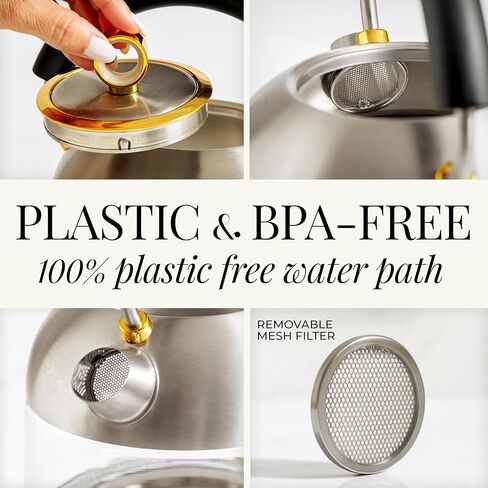 Stainless Steel Electric Kettle with Temperature Control - BPA and Plastic Free Electric Kettle with Keep Warm Function, Borosilicate Glass - Fast 1500W Hot Water Boiler, Auto Shut-Off in Kuwait
