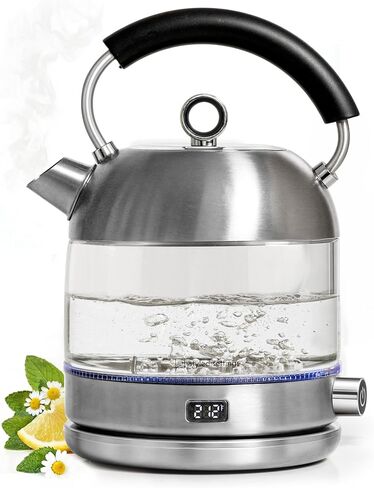 Stainless Steel Electric Kettle with Temperature Control - BPA and Plastic Free Electric Kettle with Keep Warm Function, Borosilicate Glass - Fast 1500W Hot Water Boiler, Auto Shut-Off in Kuwait