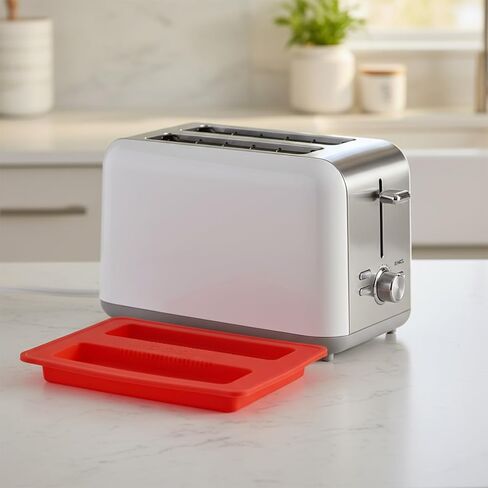 2 PCS Silicone Toaster Top Cover, 2 Slice Silicone Toaster Dust Covers Lid Sandwich Machine Part Accessories Universal Bread Machines Cover for Bread Maker,Sandwich Machine Part Accessories (Red) in Kuwait