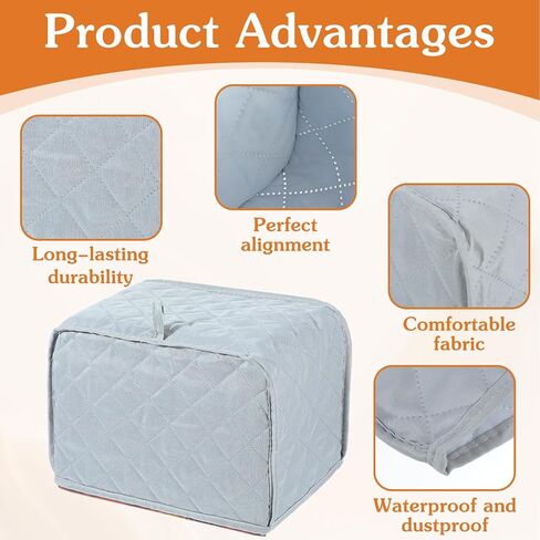 Toaster Cover 2 Slice, Quilted Toaster Cover, Small Appliance Covers, Polyester Dust Appliance Covers for 2 Slice Toasters, Kitchen Small Appliance(Grey) in Kuwait