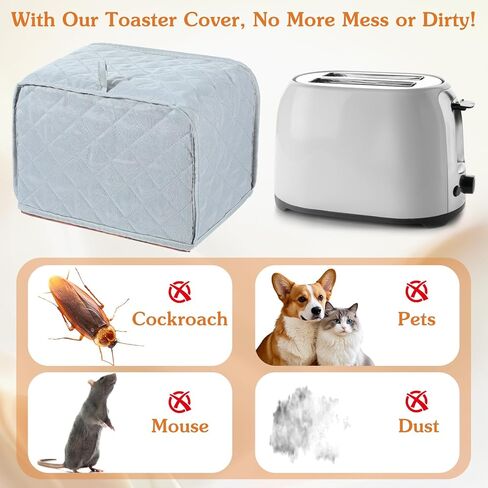 Toaster Cover 2 Slice, Quilted Toaster Cover, Small Appliance Covers, Polyester Dust Appliance Covers for 2 Slice Toasters, Kitchen Small Appliance(Grey) in Kuwait