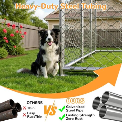 7.8x7.8 FT Extra Large & Heavy Duty Dog Kennel Run - Outdoor Metal Enclosure with Lockable Door and Waterproof Cover for Big Dogs in Kuwait