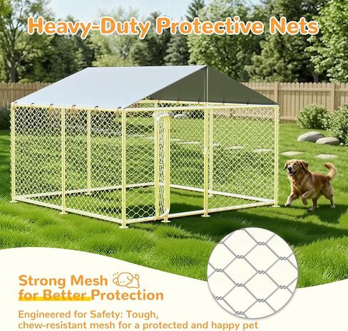7.8x7.8 FT Extra Large & Heavy Duty Dog Kennel Run - Outdoor Metal Enclosure with Lockable Door and Waterproof Cover for Big Dogs in Kuwait