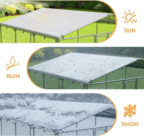 7.8x7.8 FT Extra Large & Heavy Duty Dog Kennel Run - Outdoor Metal Enclosure with Lockable Door and Waterproof Cover for Big Dogs in Kuwait