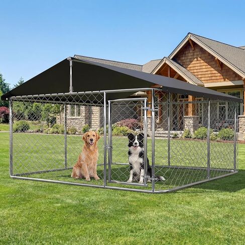 Petony Large Outdoor Dog Cage, Heavy Duty Dog Kennel House Mesh, Big Enclosure Pet Kennel Steel Fence with Secure Lock(78"x 78") in Kuwait