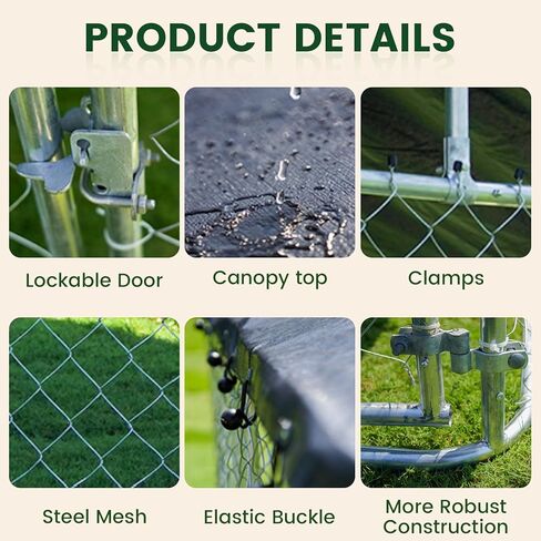 Petony Large Outdoor Dog Cage, Heavy Duty Dog Kennel House Mesh, Big Enclosure Pet Kennel Steel Fence with Secure Lock(78"x 78") in Kuwait