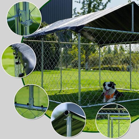 Petony Large Outdoor Dog Cage, Heavy Duty Dog Kennel House Mesh, Big Enclosure Pet Kennel Steel Fence with Secure Lock(78"x 78") in Kuwait