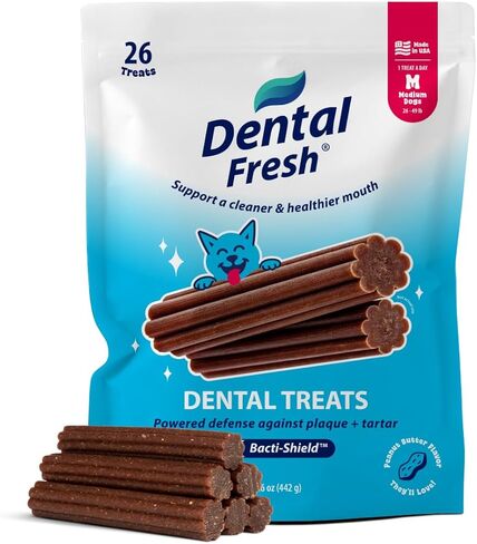 Dental Fresh Dental Treats for XS Dogs, Vet-Formulated Teeth Cleaning Dental Sticks to Help Reduce Plaque and Tartar and Freshen Breath, 64 Count Brush Free Dental Chews for Dogs up to 10 lbs in Kuwait