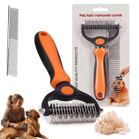 Vivanchor Pet Pro, Professional Grooming Essential for Thick Double-Coated Dogs and Heavy Shedding Cats to Keep Your Home Fur-Free, 6.7 X 3.9 Inches, Bonus Dematting Comb Included (Blue) in Kuwait