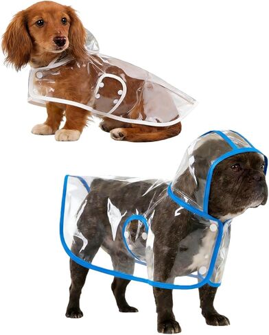 Clear Dog Poncho, Transparent PVC Cape Style Pet Rain Jacket with Hidden Leash Hole, Suitable for Most Dog Breeds(2-25lbs) (Transparent, s-3xl) (Blue, Small) in Kuwait